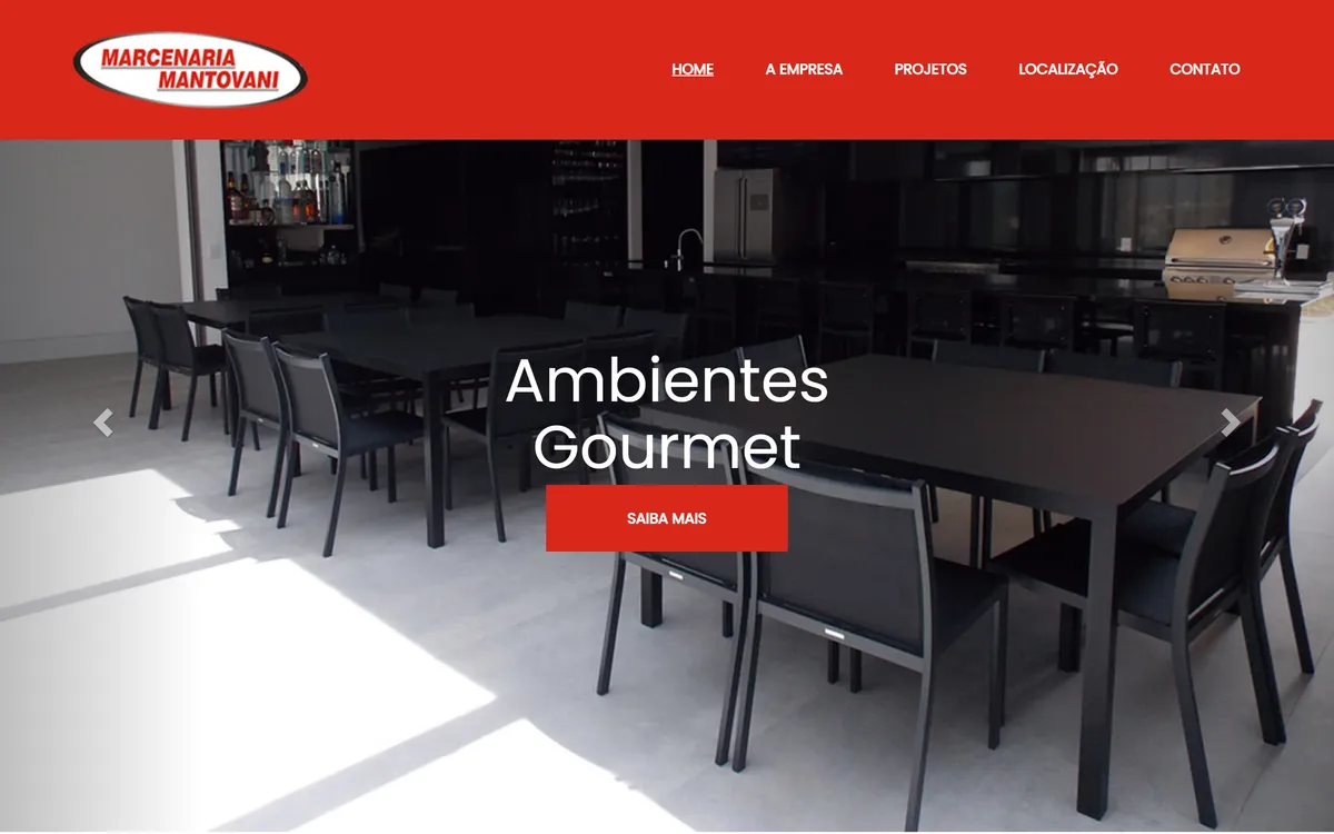 Site anterior da Marcenaria Mantovani