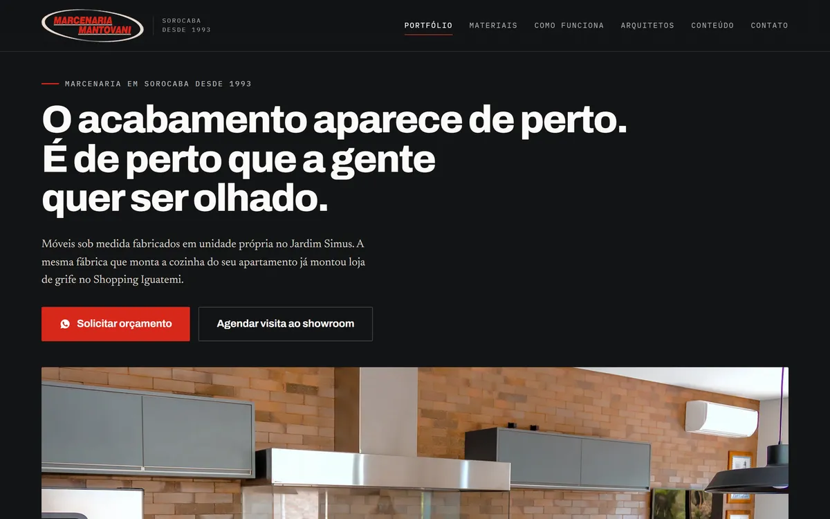 Novo site da Marcenaria Mantovani, de Sorocaba, feito pela Viva Voz