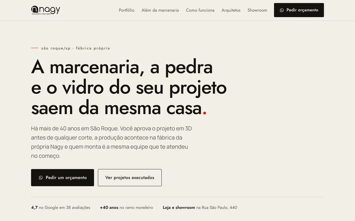 Novo site da Nagy Marcenaria e Decoração, de São Roque, feito pela Viva Voz
